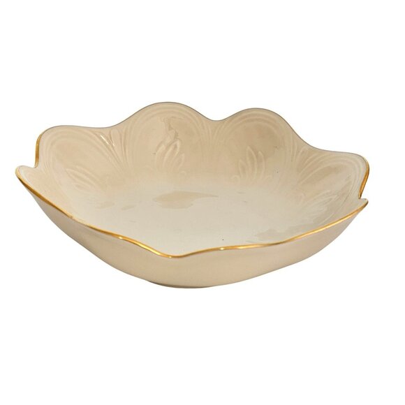 Lenox Saybrooke Gold Serving Bowl 8" scalloped ruffled luxury tableware - Picture 3 of 11